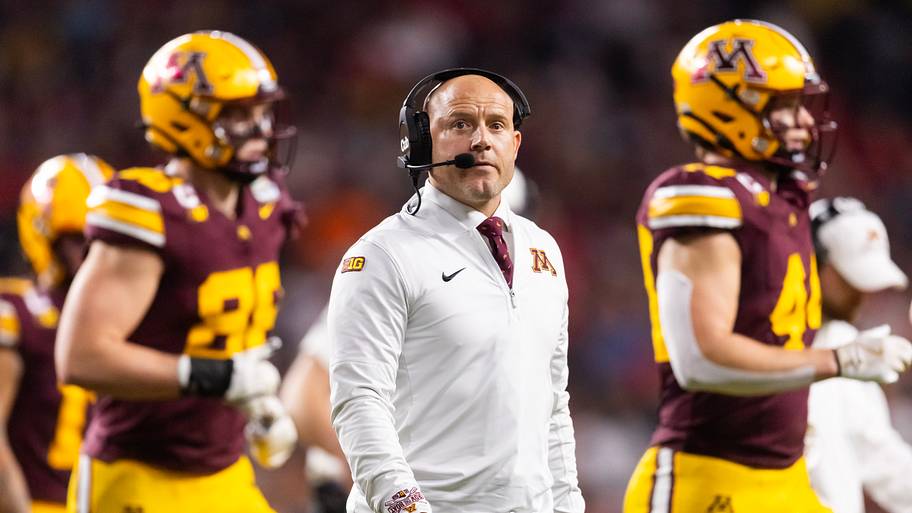 Minnesota head coach P.J. Fleck on the sideline.