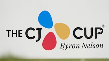 A general view of The CJ Cup Byron Nelson signage at TPC Craig Ranch