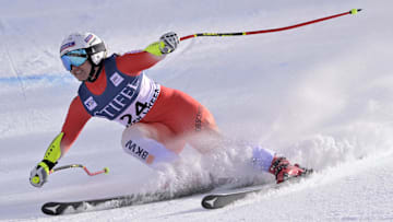 Dec 15, 2024; Beaver Creek, CO, USA; Joana Haehlen of Switzerland in the women's super G race for the 2024 Stifel Birds of Prey Audi FIS alpine skiing World Cup at Birds of Prey. Mandatory Credit: Eric Bolte-Imagn Images