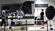 Oct 2, 2023; Washington, DC, USA; Washington Wizards guard Xavier Cooks (R) poses for a portrait during Wizards media day at Capital One Arena. Mandatory Credit: Geoff Burke-Imagn Images