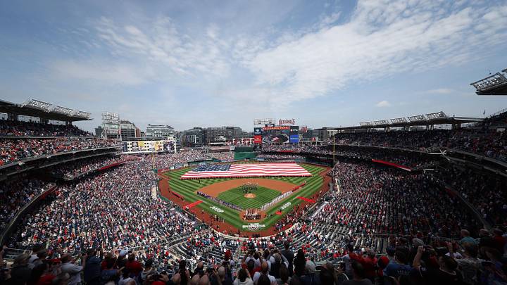 Apr 3, 2026; Washington, District of Columbia, USA; A general view of Opening Day at Nationals Park prior to the Nationals’ game against the Los Angeles Dodgers. Mandatory Credit: Geoff Burke-Imagn Images