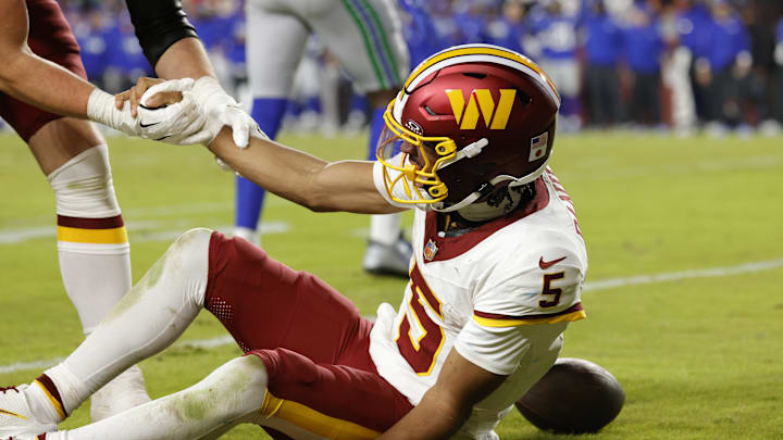 Washington Commanders quarterback Jayden Daniels. Washington Commanders quarterback Jayden Daniels.