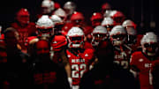Nov 21, 2025; Raleigh, North Carolina, USA; NC State Wolfpack walk out  prior to the first half of the game against Florida State Seminoles at Carter-Finley Stadium. Mandatory Credit: Jaylynn Nash-Imagn Images