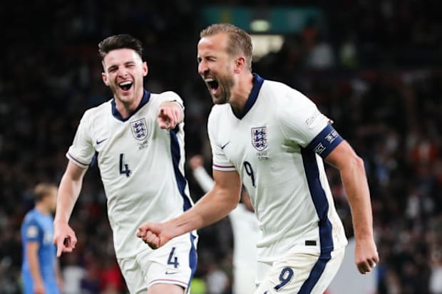 Harry Kane and Declan Rice of England