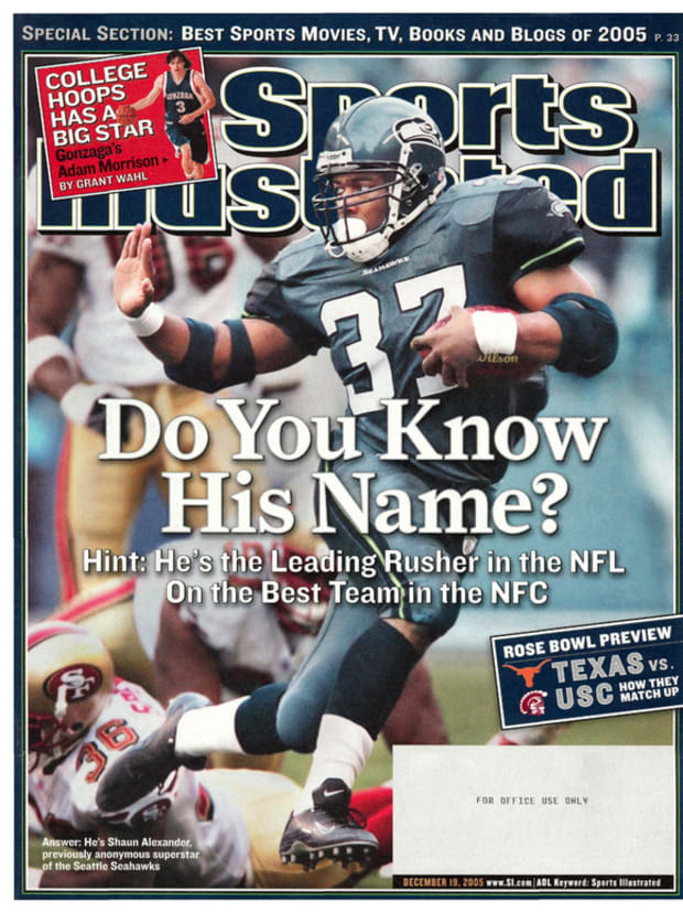 Former Alabama running back Shaun Alexander on the cover of Sports Illustrated