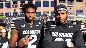 Colorado Buffaloes quarterback Shedeur Sanders and safety Shilo Sanders.