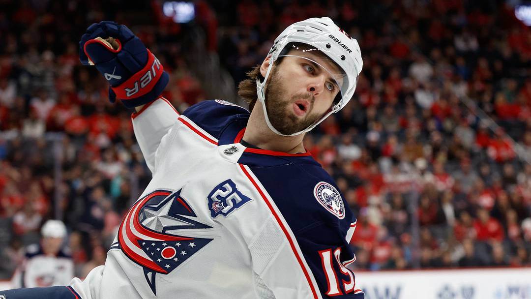 Columbus Blue Jackets center Adam Fantilli (19) celebrates after scoring in the first period against the Detroit Red Wings at Little Caesars Arena. Mandatory Credit: Rick Osentoski-Imagn Images Columbus Blue Jackets center Adam Fantilli (19) celebrates after scoring in the first period against the Detroit Red Wings at Little Caesars Arena. Mandatory Credit: Rick Osentoski-Imagn Images