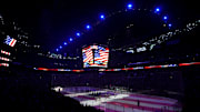 May 2, 2019; Columbus, OH, USA; A view of the arena during the national anthem prior to the game of the Boston Bruins against the Columbus Blue Jackets during game four of the second round of the 2019 Stanley Cup Playoffs at Nationwide Arena. 