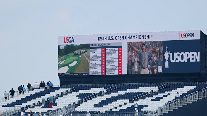 A view of the grandstands at the 2025 U.S. Open at Oakmont Country Club