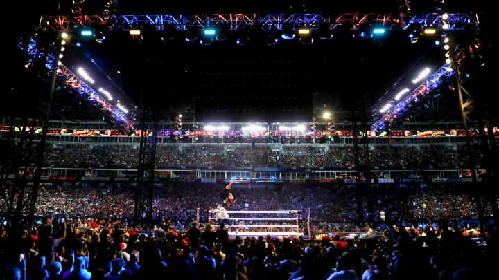 Pat McAfee and Happy Corbin compete during the 2022 WWE SummerSlam Saturday July 30, 2022 at Nissasn Stadium; Nashville, TN, USA;  Mandatory Credit: Alan Poizner-The Tennessean

Entertainment Wwe Summerslam