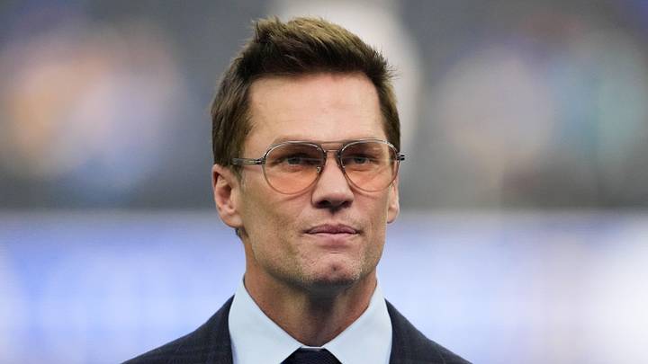 Fox broadcaster Tom Brady is seen prior to a game