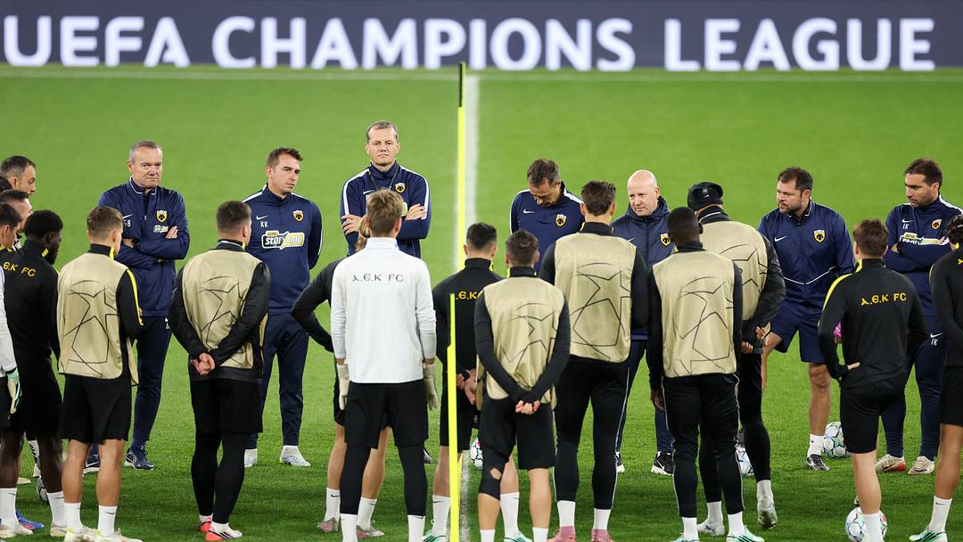 AEK Athens Training Session And Press Conference - UEFA Champions League 2026/27 League Phase MD3