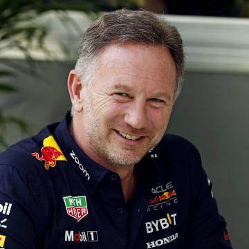 May 5, 2024; Miami Gardens, Florida, USA; Red Bull team principle Christian Horner sits in the F1 Village before the F1 Miami Grand Prix at Miami International Autodrome. Mandatory Credit: Peter Casey-USA TODAY Sports