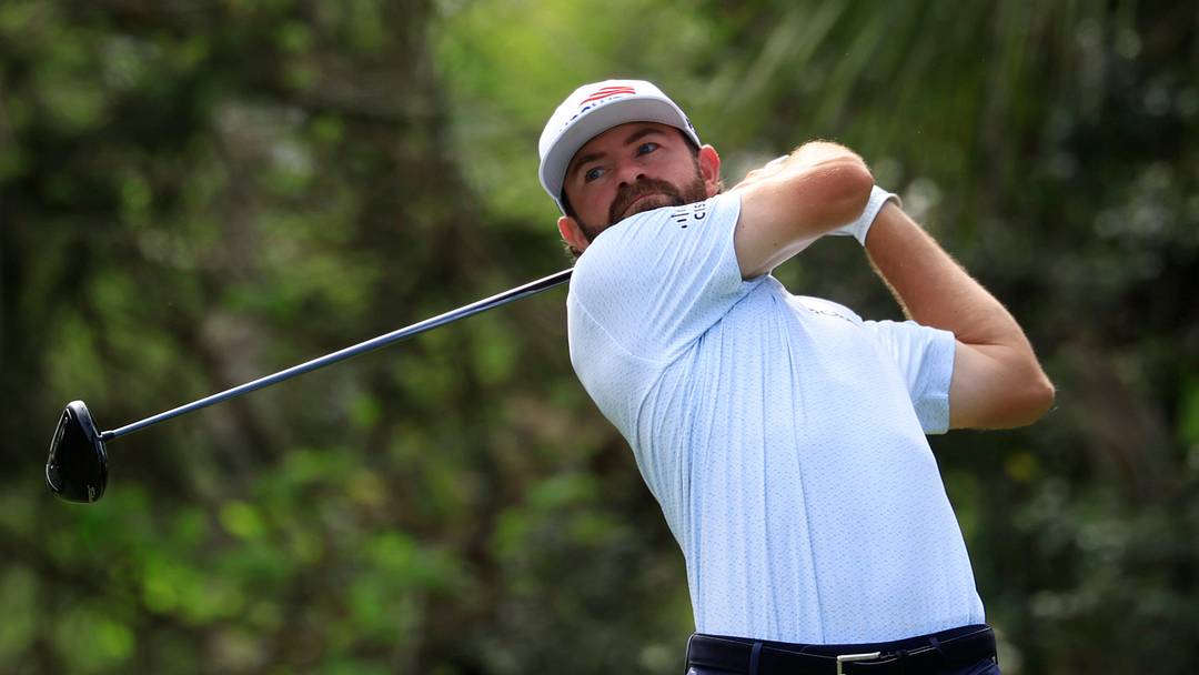 Cameron Young tees off during the third round of the 2026 edition of The Players Championship