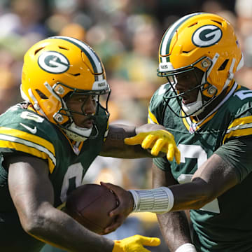 Josh Jacobs (left) has taken a liking to the play of Malik Willis (right).