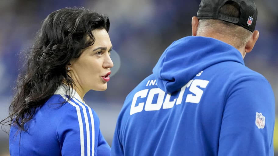 Indianapolis Colts owner Carlie Irsay-Gordon walks the field before a game.