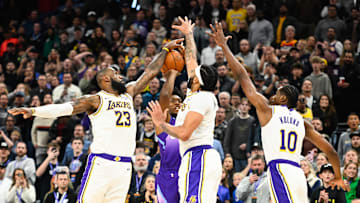 Contrary to what this photo shows, the Lakers defense has offered little resistance to opposing teams this year.