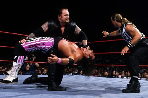 Bret Hart, The Undertaker, and Shawn Michaels at SummerSlam '97