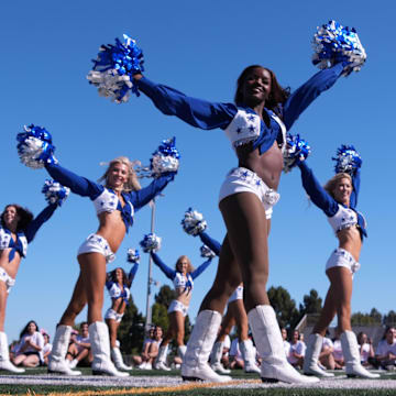 Dallas Cowboys cheerleaders perform at youth clinic at Channel Islands High School. 