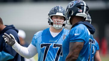 Tennessee Titans offensive lineman Peter Skoronski during OTAs at Ascension Saint Thomas Sports Park.