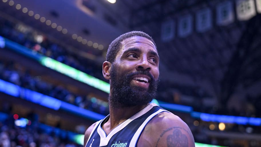 Irving and the Mavericks somehow landed the top pick in the NBA draft lottery after having just a 1.8% chance to do so.  | Jerome Miron-Imagn Images