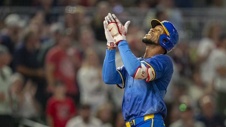 Minnesota Twins center fielder Byron Buxton (25) celebrates after hitting a solo home run against the Cincinnati Reds in the fifth inning at Target Field in Minneapolis on Sept. 13, 2024. 