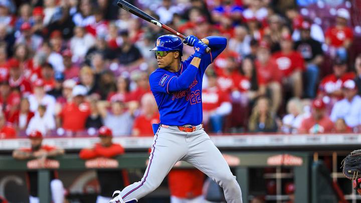 Jun 15, 2026; Cincinnati, Ohio, USA; New York Mets outfielder Juan Soto (22) at bat in the first inning against the Cincinnati Reds at Great American Ball Park. Mandatory Credit: Katie Stratman-Imagn Images