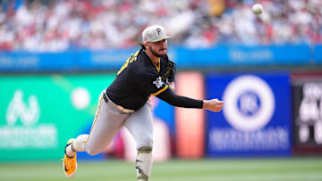 May 18, 2025; Philadelphia, Pennsylvania, USA; Pittsburgh Pirates starting pitcher Paul Skenes (30) throws a pitch against the Philadelphia Phillies in the third inning at Citizens Bank Park. Mandatory Credit: Kyle Ross-Imagn Images