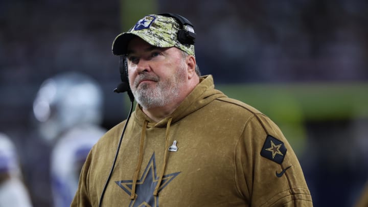 Nov 12, 2023; Arlington, Texas, USA;  Dallas Cowboys head coach Mike McCarthy during the game against the New York Giants at AT&T Stadium. Mandatory Credit: Kevin Jairaj-USA TODAY Sports