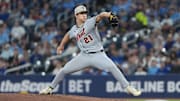 Detroit Tigers starting pitcher Jobe throws a pitch against the Toronto Blue Jays during at Rogers Centre. 