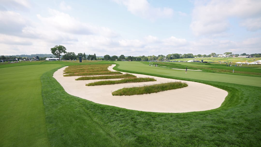 A view of the "Church Pews" bunker at Oakmont Country Club, host of the 2025 U.S. Open