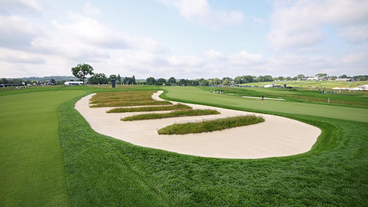 A view of the "Church Pews" bunker at Oakmont Country Club, host of the 2025 U.S. Open