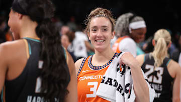 May 9, 2025; Brooklyn, NY, USA;  Connecticut Sun guard Marina Mabrey (3) at Barclays Center. Mandatory Credit: Wendell Cruz-Imagn Images