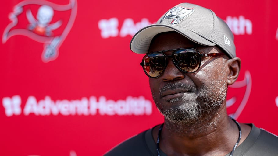 Jun 10, 2025; Tampa Bay, FL, USA; Tampa Bay Buccaneers head coach Todd Bowles gives a press conference after mini camp at AdventHealth Training Center. Mandatory Credit: Nathan Ray Seebeck-Imagn Images | Nathan Ray Seebeck-Imagn Images