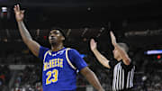 McNeese guard Brandon Murray (23) celebrates after a three-point basket against Clemson. 