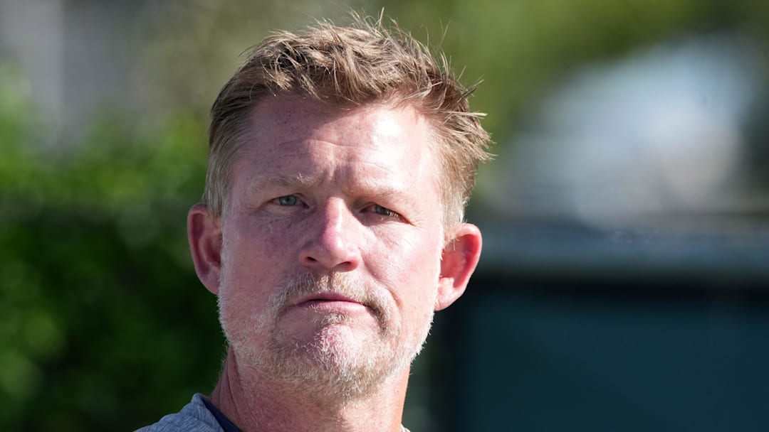 Jul 23, 2025; Los Angeles, CA, USA; Los Angeles Rams general manager Les Snead watches during training camp at Loyola Marymount University. Mandatory Credit: Kirby Lee-Imagn Images