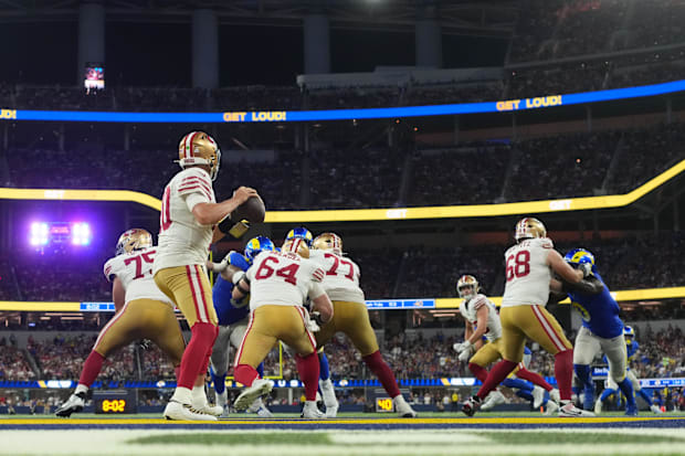 San Francisco 49ers quarterback Mac Jones (10).