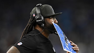 Sep 14, 2025; Detroit, Michigan, USA; Detroit Lions defensive coordinator Kelvin Sheppard looks on during the second quarter of the game against the Chicago Bears at Ford Field. Mandatory Credit: Lon Horwedel-Imagn Images