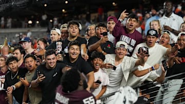 Aug 30, 2025; College Station, Texas, USA; Fans after the Texas A&M Aggies defeated the UTSA Roadrunners at Kyle Field. Mandatory Credit: Sean Thomas-Imagn Images