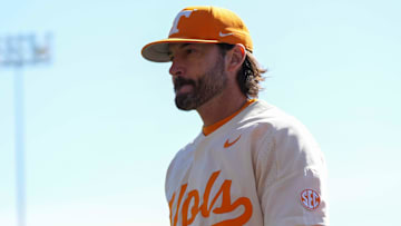 Tennessee baseball head coach Tony Vitello during a Tennessee baseball game against Samford at Lindsey Nelson Stadium at the University of Tennessee on Sunday, February 23, 2025.