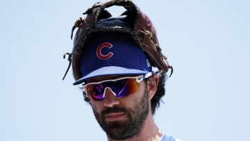 May 23, 2024; Chicago, Illinois, USA; Chicago Cubs shortstop Dansby Swanson (7) before the game against the Atlanta Braves at Wrigley Field. Mandatory Credit: David Banks-USA TODAY Sports