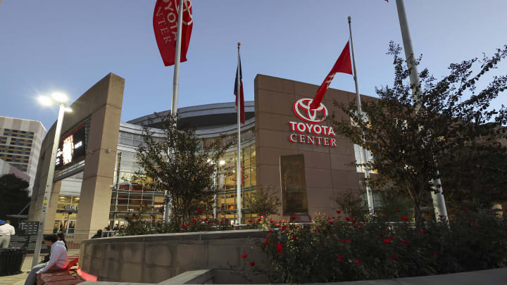 Dec 11, 2023; Houston, Texas, USA; General view outside of Toyota Center before the game between the Houston Rockets and the San Antonio Spurs. Mandatory Credit: Troy Taormina-USA TODAY Sports