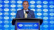 ACC commissioner Jim Phillips speaks to the media during ACC Media Days at Hilton Charlotte Uptown. 