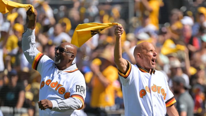 Oct 19, 2022; San Diego, California, USA; Former San Diego Padres play Garry Templeton and Tim Flannery before the game between the San Diego Padres and the Philadelphia Phillies during game two of the NLCS for the 2022 MLB Playoffs at Petco Park. Mandatory Credit: Jayne Kamin-Oncea-USA TODAY Sports