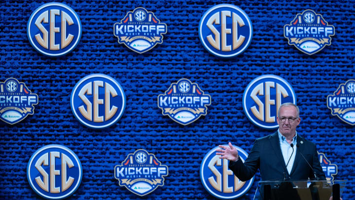 SEC commissioner Greg Sankey will stump for his conference in the College Football Playoff berth race. Here is how the schedule actually looks.