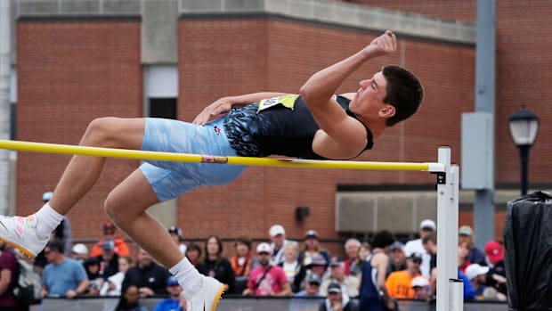 Wisconsin high school boys track and field: John Kubisch competes in the high jump at the WIAA Division 1 state meet 2024.
