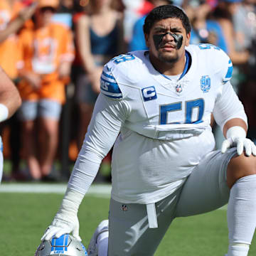 Detroit Lions offensive tackle Penei Sewell (58).