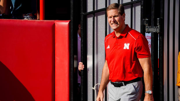 Nebraska Cornhuskers athletic director Trev Alberts walks onto the field before the game against Northern Illinois.