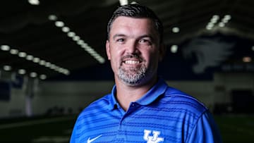 UK defensive coordinator Brad White. August 2, 2024 in Lexington, Kentucky.