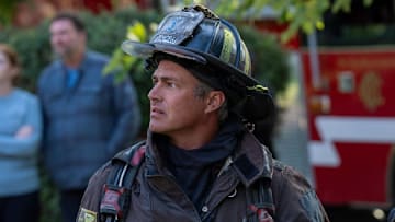 CHICAGO FIRE -- "Mercy" Episode 1404 -- Pictured: (l-r) Taylor Kinney as Kelly Severide, David Eigenberg as Christopher Herrmann 